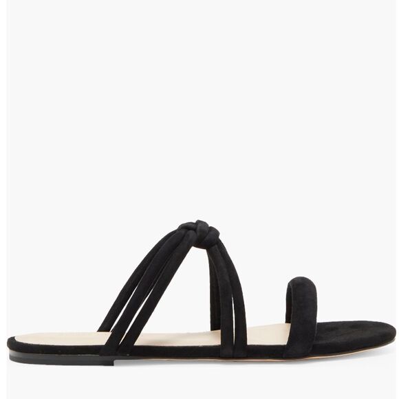 Stuart Weitzman Twist Knot Leather Slide Sandal, Designer‎ Size 8, Black, NWT - Picture 4 of 16